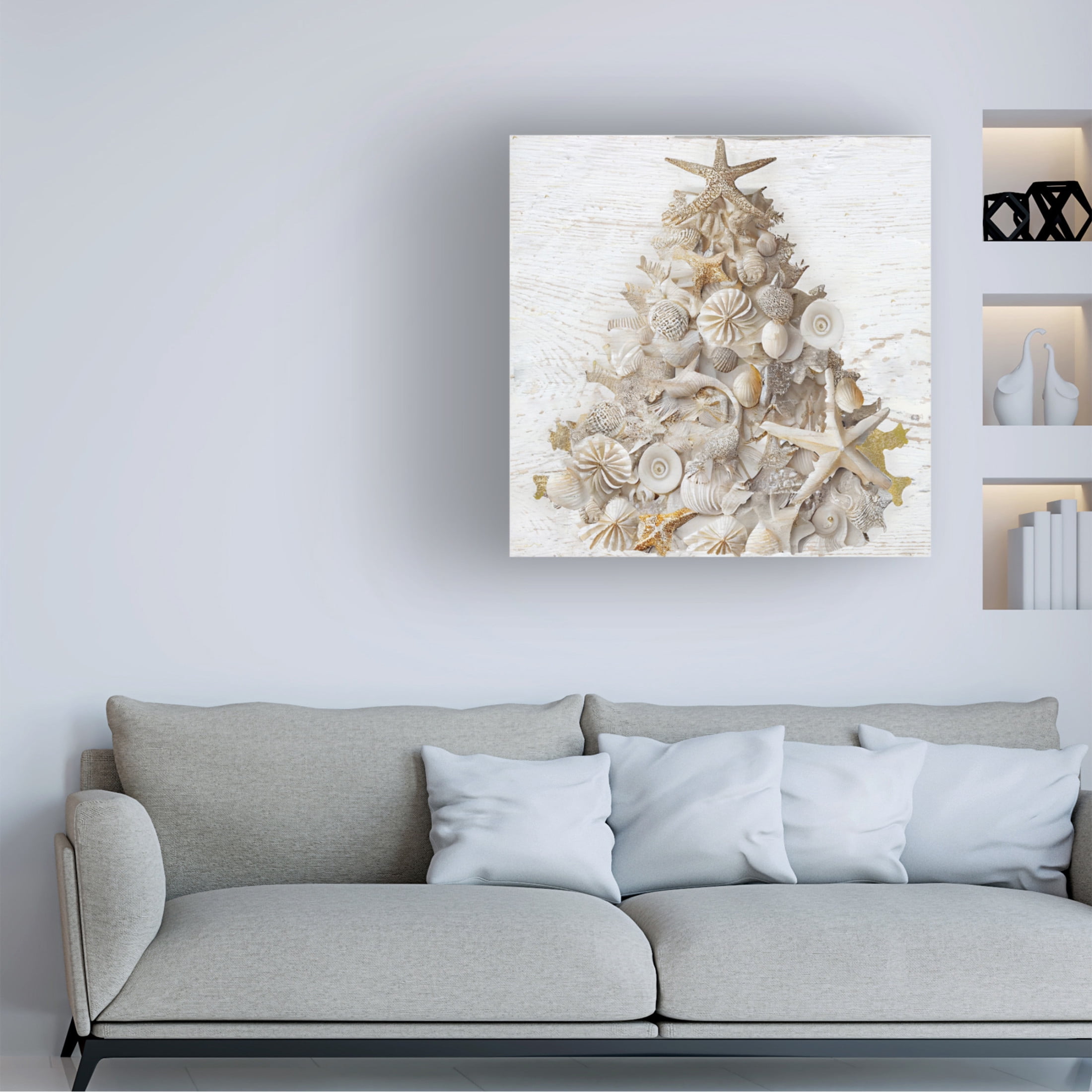 Canvas Wall Art - Sasha 'Seaside Christmas II' Wall Art for Living Room, Bedroom, or Office Décor by Trademark Fine Art - 35 x 35 Inches