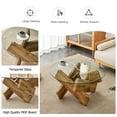 thumbnail image 3 of NYEESS 33.4" Round Glass Coffee Table, Tempered Glass Top with Rustic MDF Legs, Natural Farmhouse Style Living Room Accent Table, 3 of 11