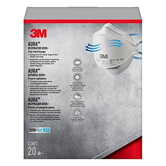 Respirador de Partículas 3M Aura 9205+ N95 Paquete de 20
