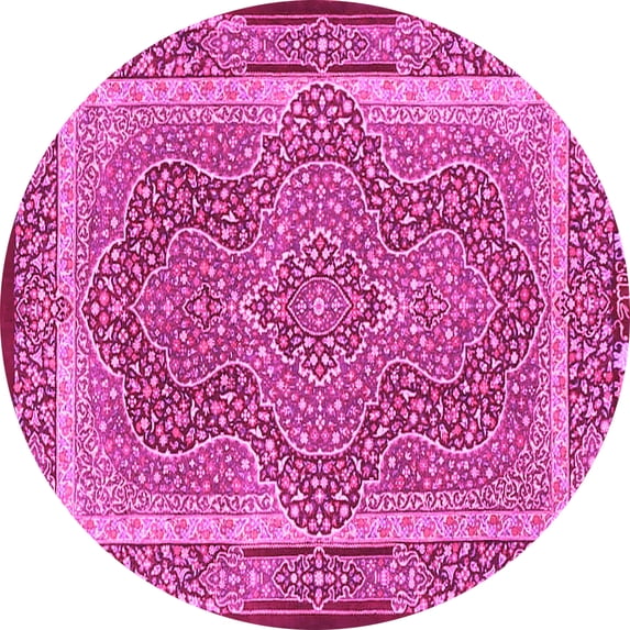 Ahgly Company Indoor Round Medallion Pink Traditional Area Rugs, 6' Round