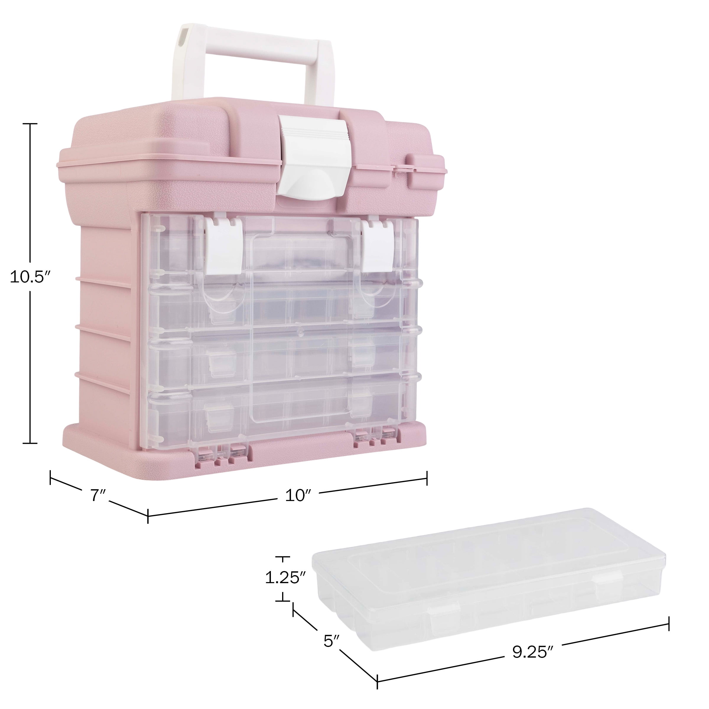Stalwart Small Parts Organizer Toolbox for Hardware, Tackle or Crafts, Pink