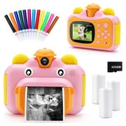 INKPOT KX01-A Instant 32GB 1080P 12 MP Video Photo Selfie Camera for Kids, Pink