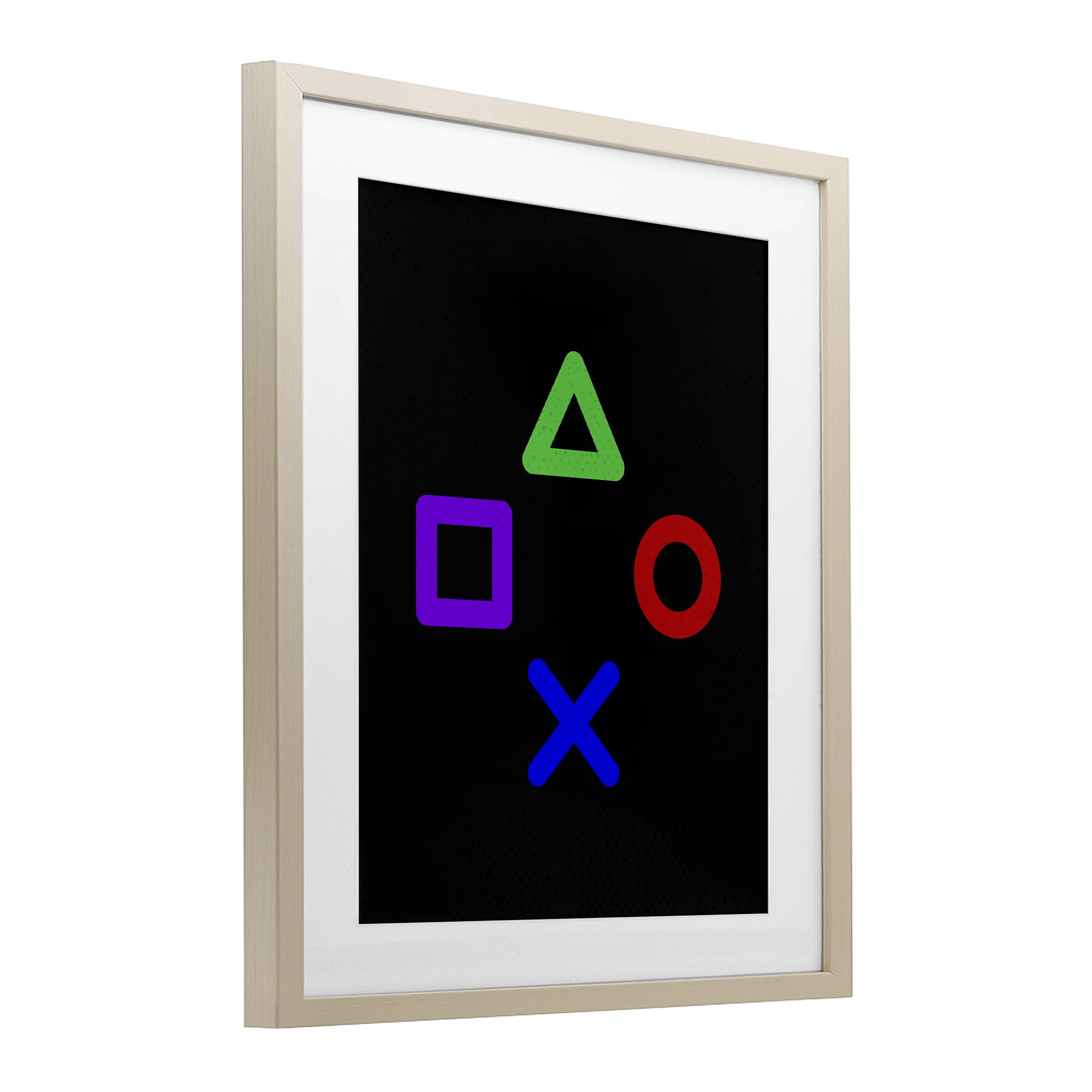 Game Button Shapes Birch Framed Print Under Glass, design by Kim Allen