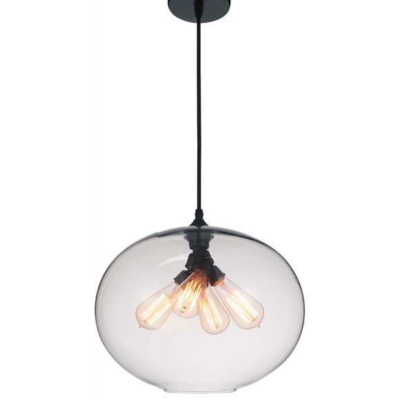 Suspension à 4 Lumières vers le Bas avec Fini Transparent