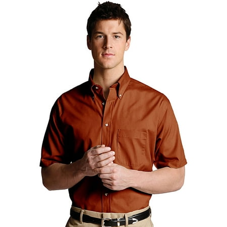 Men's Big And Tall Button Down Short Sleeve Poplin Shirt, RUST, 4XLT