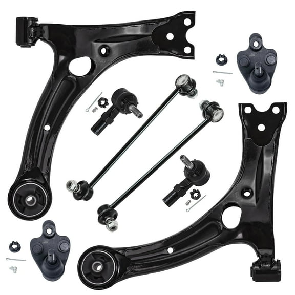 Detroit Axle - Front End 8pc Suspension Kit for Toyota Matrix Pontiac Vibe 2003 2004 2005 2006 2007 2008, 2 Lower Control Arms 2 Ball Joints 2 Outer Tie Rods 2 Sway Bar Links Replacement