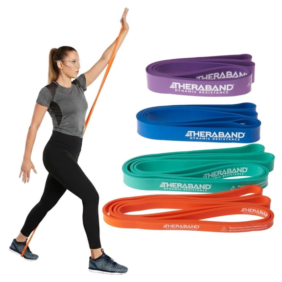 THERABAND High Resistance Bands Set of 4, Light to Extra-Heavy Elastic Super Bands for Full Body Workouts, Physical Therapy, Strength Training, Durable 41” Loop Exercise Bands, 15-50 lbs Resistance