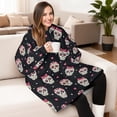 thumbnail image 4 of Skull and Bow Gothic Pattern Oversized Sherpa Fleece Wearable Blanket Hoodie, Double-Sided Warm Fuzzy Pullover with Super Pockets for Women & Men, 4 of 6