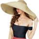thumbnail image 1 of Oversized Beach Straw Hat for Women, Fashion Large Wide Brim Visor Hats Handmade Roll Up Floppy Sun Hat for Summer Beach Cap, 1 of 5