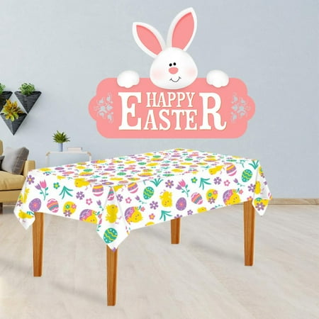 

Easter Tablecloth Rectangle 54*108 Inch Easter Egg Tablecloth Waterproof Spillproof Stain Resistant Tablecover Colorful Washable Table Cover for Dining Room Party Kitchen Picnic Decoration