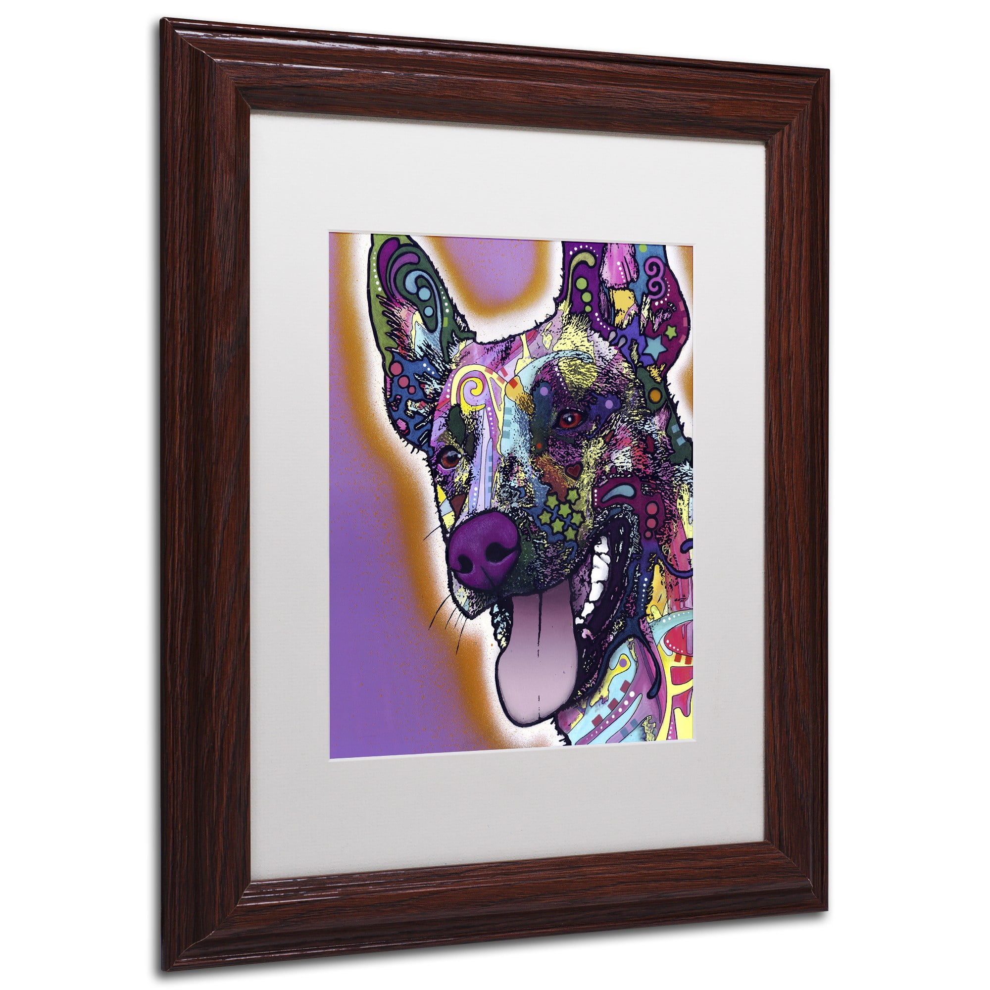 Trademark Fine Art "Malinois" Canvas Art by Dean Russo, White Matte, Wood Frame