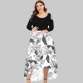 thumbnail image 1 of LSLJS Plus Size Women Sexy Round Neck Off Shoulder Floral Printed Strapless Gradient Splicing Long Sleeve Pullover Irregular Hem, Cocktail Dresses for Women Evening Party, 1 of 4