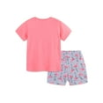 thumbnail image 3 of HILEELANG Little Girl Summer Short Clothes Sets Outfits Cotton Pink Bird Tee Shirts Shorts Playwear 7T, 3 of 5