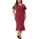 thumbnail image 1 of Vestidos formales de talla grande para mujer Agnes Orinda, vestido de cóctel con envoltura, escote en V, mangas cortas con volantes, 3X burdeos, 1 of 7