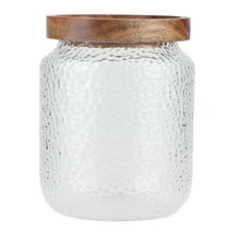500ml Glass Storage Jar with Airtight Wood Lid, Wide Mouth Kitchen Canister