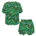 thumbnail image 5 of Jeiento Xmas Comfy Pajamas for Women Set Casual Short Sleeve Lounge Set Two Piece Pajamas Set Lounge Wear with Pocket Christmas Lights Pajama Short Sets for Leisure Night, Green, Size 2XL, 5 of 7