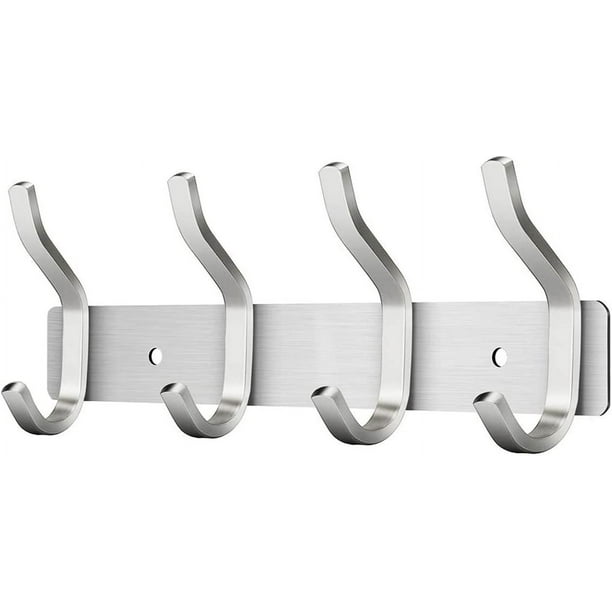 Perchero de Pared con 4 Ganchos Perchero de Pared para Toallas en Acero Inoxidable 4 Ganchos Plateados JM Walmart en linea
