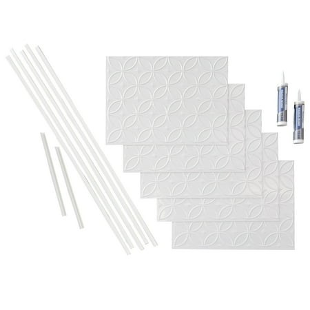 FASÄDE Rings Decorative Vinyl Backsplash 15 sq ft Kit in Gloss White