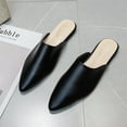 thumbnail image 6 of huanledash Women Closed Pointed Toe Flat Heel Slides Slippers Faux Leather Mules Shoes, 6 of 8
