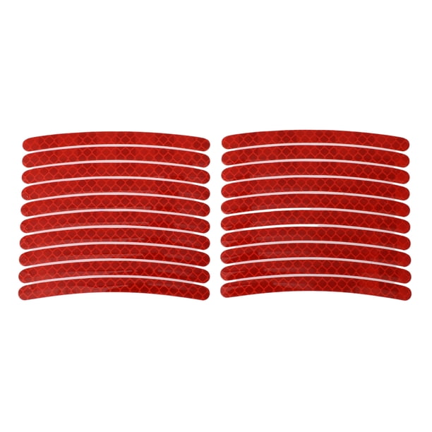 20 Pcs Calcomanías para Llantas en Arco, Cintas Decorativas para Llantas de Automóvil para 14-22" Rojo Reflectante PET