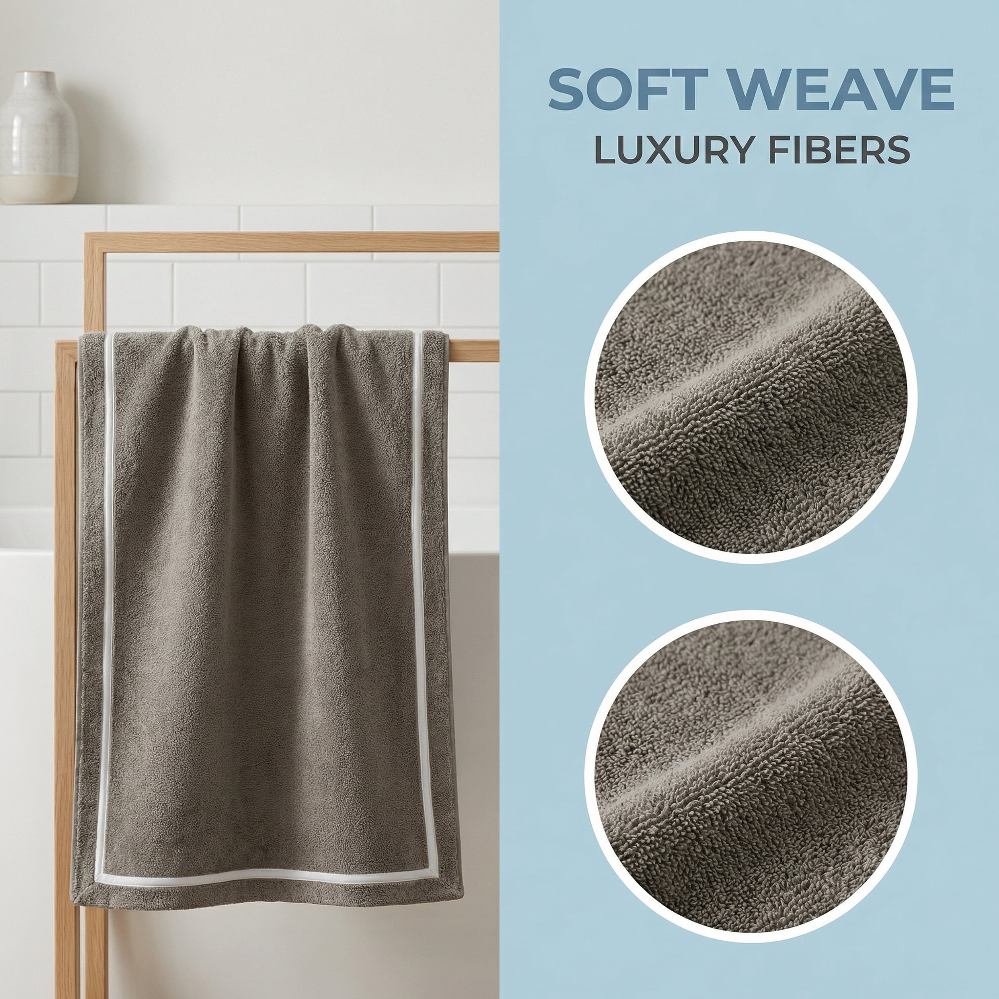 Unique Bargains Ultra Soft Highly Absorbent Coral Fleece Bath Towel Dark Grey 63" x 31"