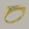 thumbnail image 2 of LBG British Made 9k Yellow Gold ring with Natural Aquamarine Mens Band Ring - 33 size options - Size 11.25, 2 of 6