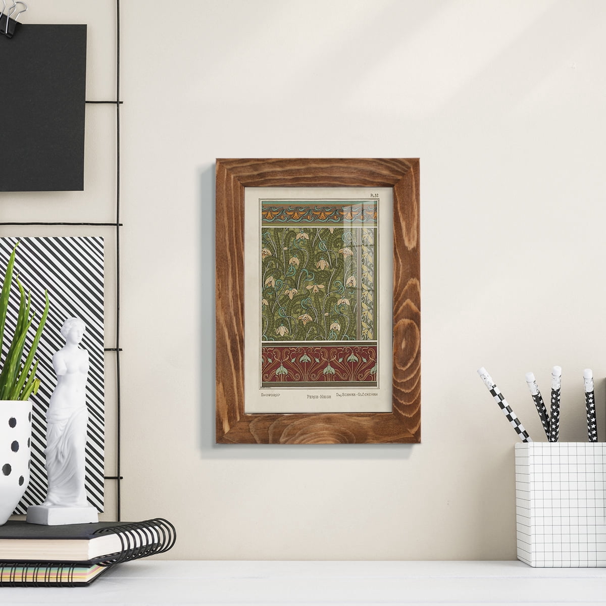 Nouveau Decorative VI - Framed Print w/glass - Walnut