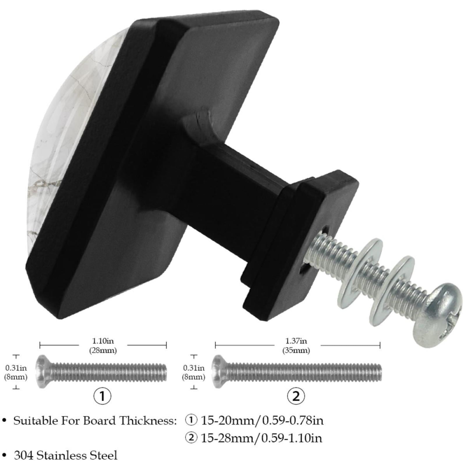 HemaKayy 3 Pack 1.45" Decorative Cabinet Knobs - Stylish ABS Glass Black Handles for Kitchen, Bedroom, & Home Furniture Decor - Durable & Elegant - Unique Marble Design