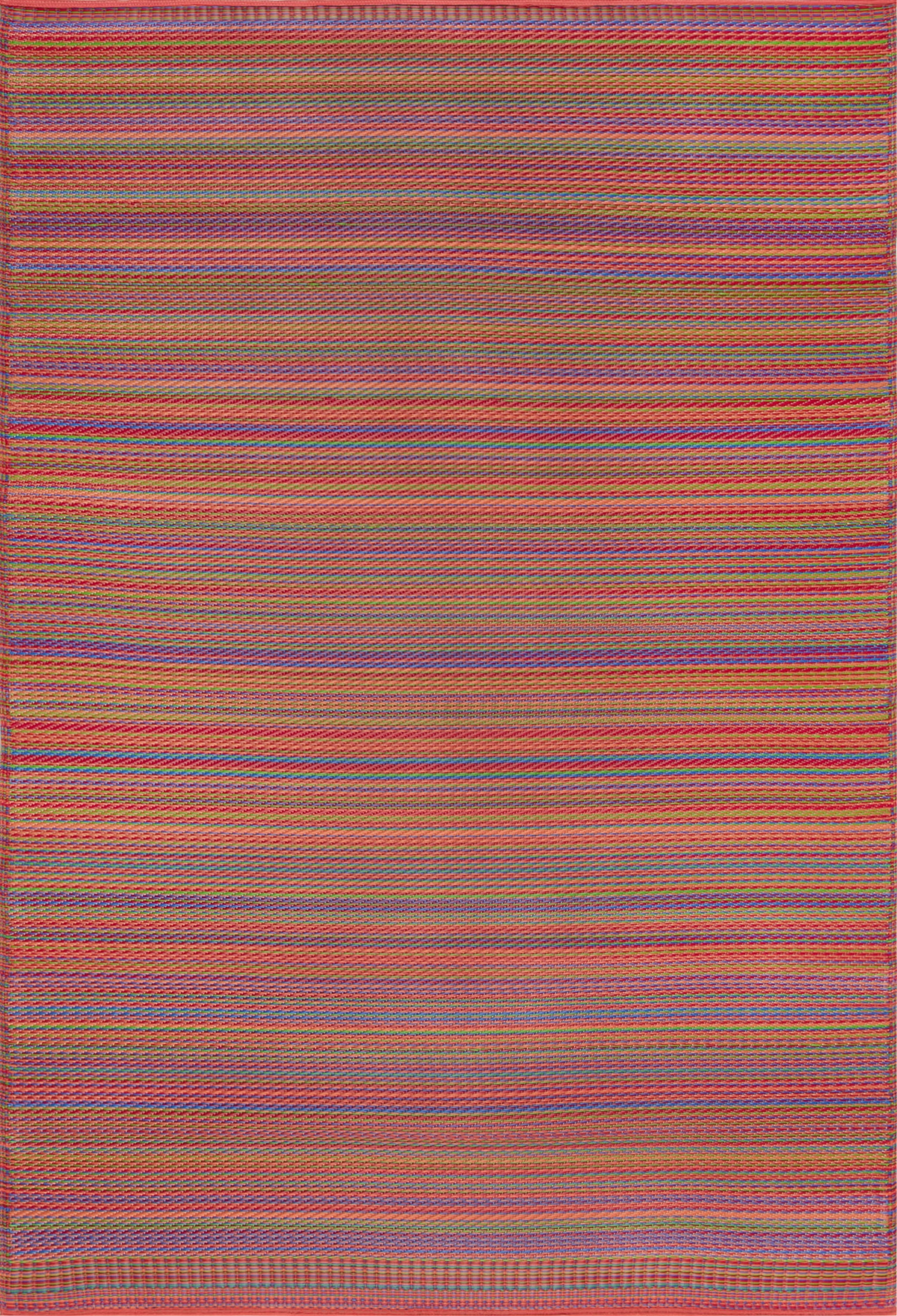 5x7 Reversible Red and Orange Polypropylene Outdoor Stripe Area Rug