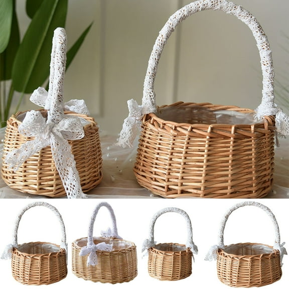 Cheers.US Wicker Picnic Basket with Double Folding Handles,Willow Picnic Hamper,Natural Hand Woven Easter Basket,Easter Eggs and Candy Basket,Bath Toy and Kids Toy Storage