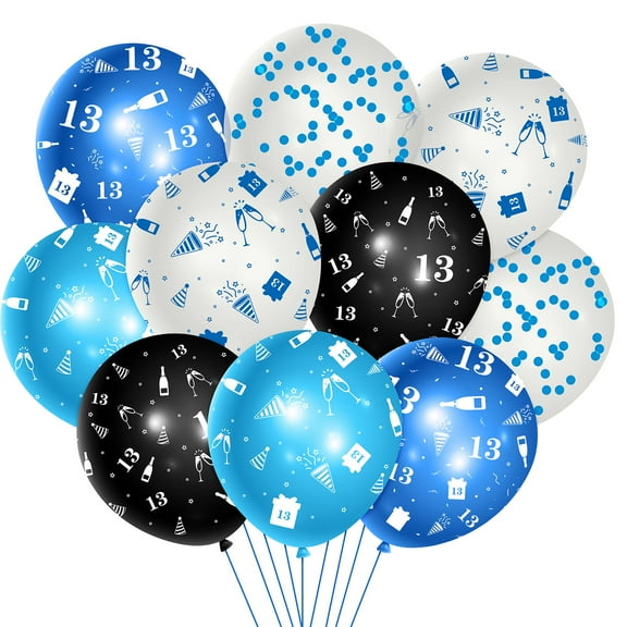 Haooryx 13th Birthday Party Supplies, Latex Balloons Ribbon Set for Boys Birthday Parties Decor