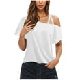 thumbnail image 2 of Njagoc3 Oversized Off-Shoulder T-Shirt - Slouchy Asymmetrical Neckline, Soft Cotton Lounge Top, Casual Everyday Wear, 2 of 6