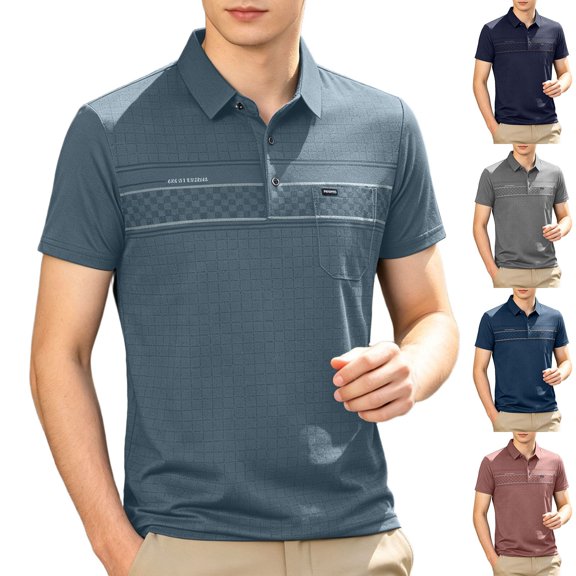 IhhxPro Men's Short Sleeve Collared Shirt with Pockets Quick Dry Lightweight Summer Casual Business Top Wrinkle Resistant Fit Solid Button down Office Travel M-4XL
