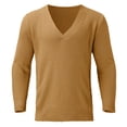 thumbnail image 1 of MIASHUI Men's Fall Winter Pullover V-Neck Solid Color Cardigan Knit Shirt Jacket Long Sleeve Comfort Khaki,XXL, 1 of 5