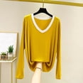 thumbnail image 1 of Neewe Womens T Shirts V Neck Long Sleeve Shirt Casual Tops Soft Solid Basic Tee Fall Outfits L-XL, 1 of 5