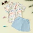 thumbnail image 2 of Gubotare Outfits for Boys Toddler Baby Boy Summer Outfit Embroidery Short Sleeve Button Down Shirt Striped Shorts Set Beach Clothes (Sky Blue,Size 12-18 Months), 2 of 4