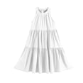 thumbnail image 5 of Abcomgle Girls Midi Dresses 10-12 Casual Halter Neck Sleeveless Girls Dresses Solid Color A-line Sundresses Beach Swing Skirt 11-12 Years,White, 5 of 7