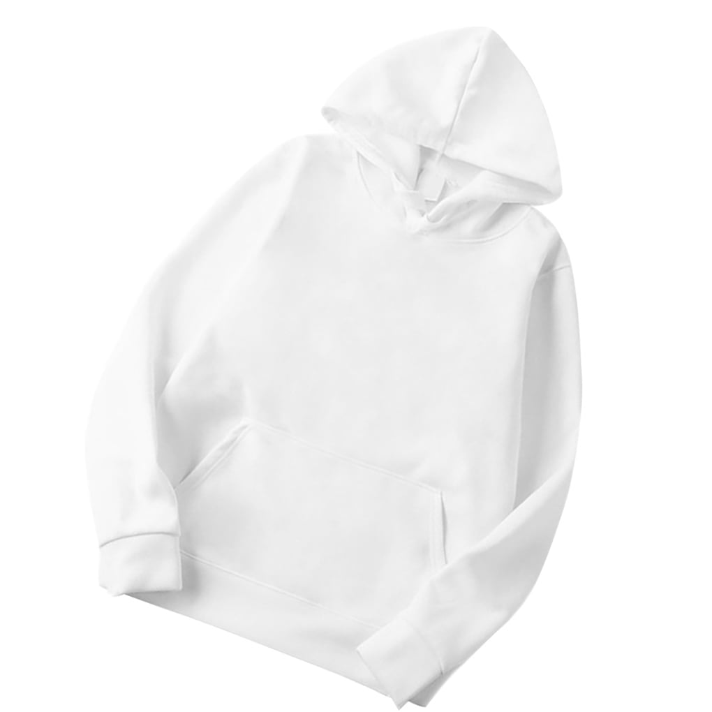 Hoodie Cotton Unisex Hooded Sweatshirt Sweat Absorbing Warming Sweater  Hoodie, White, M