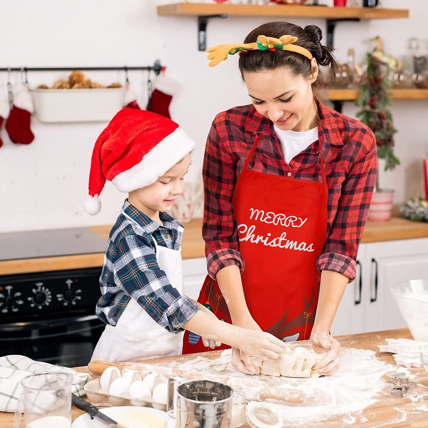 Butyeak Tablier De Noël, Tablier De Noël Imprimé, Pour Fête De Dîner