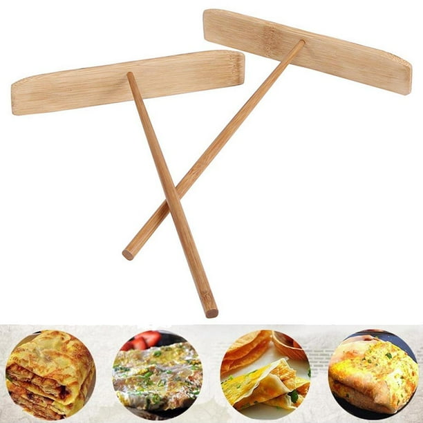 2PCS Crepe Maker Pancake Batter Spreader Stick Home Kitchen Tool Kit