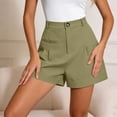 thumbnail image 7 of Women's Solid High Waist Pleated Shorts with Belt and Pockets, Elastic Casual Summer Style, 7 of 7