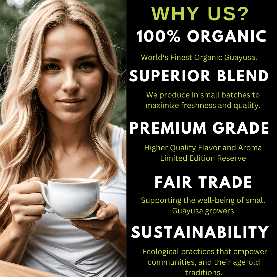 Amazonian Treasure, Organic Guayusa Tea Bags - 60 Count, Coffee Alternative, 50mg Natural Caffeine, Energy & Focus Booster, Freshness Preserving Tin, Perfect for a Gift.