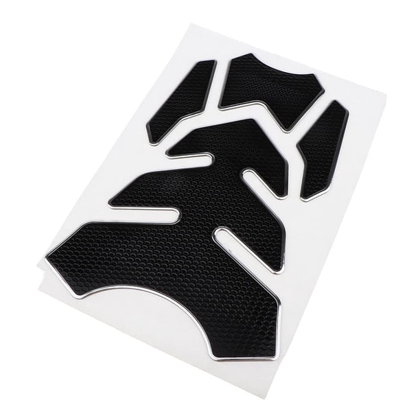 Calcomanías de tanque de de carreras de motos Protector de almohadilla de tanque de fibra de carbono Universal Plata Baoblaze Etiqueta de la almohadilla del tanque de combustible de la motocicleta
