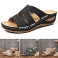 thumbnail image 2 of Leather Soft Footbed Orthopedic Arch-Support Sandals 2021 Thick Platform Slipper Sandals for Women, 2 of 6