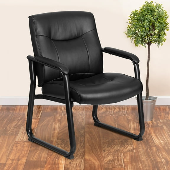 Emma Oliver Executive Leather Indoor Reception Chair, Black