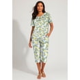 thumbnail image 2 of Roaman's Women's Plus Size 2-Piece Printed Henley Top And Capri Set, 2 of 4