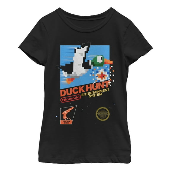 Girl's Nintendo NES Duck Hunt Graphic Tee Black Large