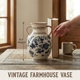 thumbnail image 3 of BUYMAX Light Blue Ceramic Vase, Vintage Two-Handle Vase for Flower Arrangements, Farmhouse Table Centerpiece, Decorative Vase for Dried or Fresh Flowers, 3 of 9