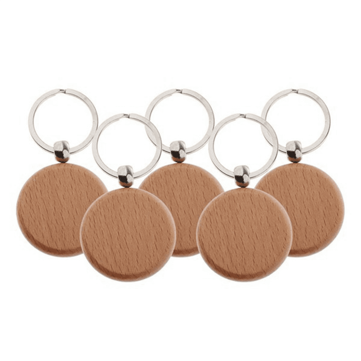 120 Pcs Blank Wooden Keychain Personalized Round Engraving Key DIY Wood Keychains Key Tags Can Engrave DIY Gifts