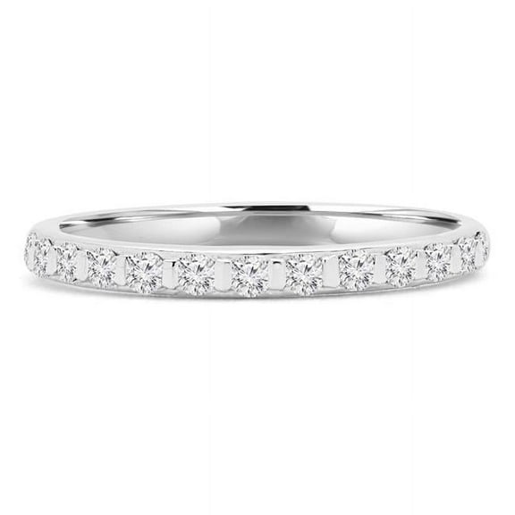 0.2 CTW Round Diamond Shared Prong Semi-Eternity Anniversary Wedding Band Ring in 14K White Gold - Size 4 to 9